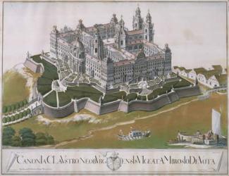 View of the Augustinian monastery of Klosterneuburg, showing plans for renovation designed by the architect Felice D'Allio, 1774 (w/c, pencil) | Obraz na stenu