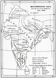 Map of Muhammadan India at the beginning of the Mughal Empire. From Hutchinson's History of the Nations, published 1915. | Obraz na stenu