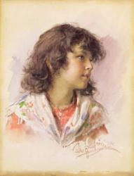 Head of a Girl, 1886 (w/c on paper) | Obraz na stenu