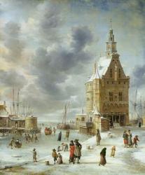 The City Gate of Hoorn (oil on canvas) | Obraz na stenu