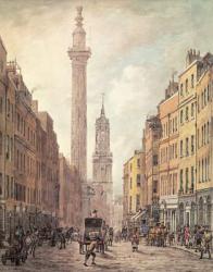 View of Fish Street Hill, Monument and St. Magnus the Martyr from Gracechurch Street, London, 1795 (hand-coloured engraving) | Obraz na stenu