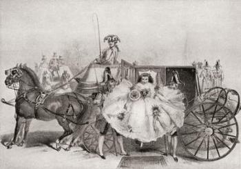 A bride arriving at her wedding in 1859. From Illustrierte Sittengeschichte vom Mittelalter bis zur Gegenwart by Eduard Fuchs, published 1909. | Obraz na stenu