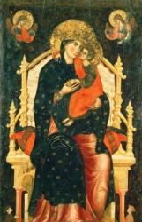 Madonna and Child Enthroned with Donors (oil on panel) | Obraz na stenu