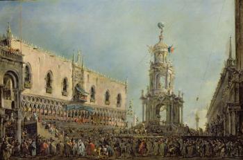 The Doge Watching the Festival of Giovedi Grasso in the Piazzetta di San Marco, 1766-70 (oil on canvas) | Obraz na stenu