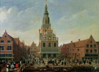 View of the Weighhouse and the Cheese Market at Alkmaar (oil on canvas) | Obraz na stenu