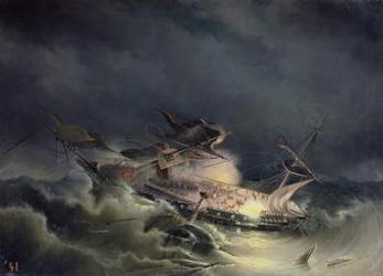 The disaster of the Liner Ingermanland at Shagerrake near Norway on the 30th August 1842, 1843 (oil on canvas) | Obraz na stenu