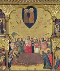 Polyptych of the Dormition of the Virgin, detail of the Dormition and Coronation (tempera on panel) | Obraz na stenu