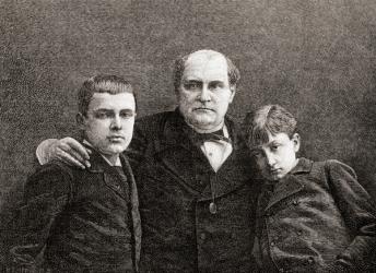 Prince Napoléon Bonaparte with his two sons Victor and Louis, from 'The Century Illustrated Monthly Magazine', published 1884 (wood engraving) | Obraz na stenu