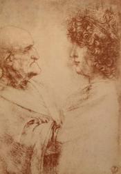 Two Heads in Profile, c.1500 (red chalk on paper) | Obraz na stenu