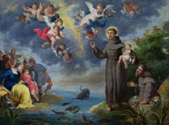 St. Anthony of Padua Preaching to the Fish (oil on copper) | Obraz na stenu