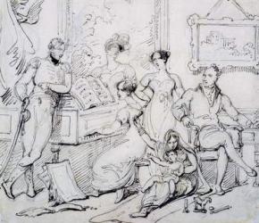 A Family Group Around a Piano (pen & brown ink with graphite on paper) | Obraz na stenu