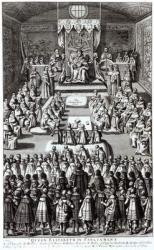 Queen Elizabeth I (1533-1603) and Parliament (engraving) | Obraz na stenu