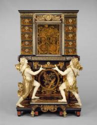 Cabinet on stand with medallions after Jean Varin, c.1675-80 (oak veneered with pewter, brass, tortoise shell, horn, ebony, ivory, and wood marquetry) | Obraz na stenu