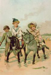 Children Riding Donkeys at the Seaside | Obraz na stenu