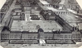 Modern view of the Tuileries and the Louvre, Paris, 1845 (engraving) | Obraz na stenu