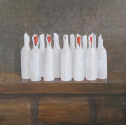 Bottles in paper, 2005 (acrylic on canvas) | Obraz na stenu
