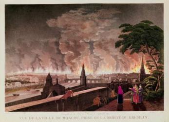Fire in Moscow, September 1812. engraved by Gibele, 1816 (coloured engraving) | Obraz na stenu
