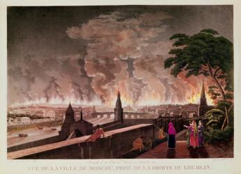 Fire in Moscow, September 1812. engraved by Gibele, 1816 (coloured engraving) | Obraz na stenu