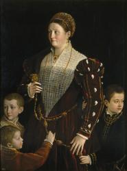 Camilla Gonzaga, Contessa di San Secondo, with three sons, c.1534 (oil on panel) | Obraz na stenu