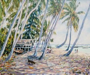 Rustling Palms, Zanzibar, 2002 (oil on canvas) | Obraz na stenu