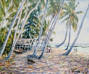 Rustling Palms, Zanzibar, 2002 (oil on canvas) | Obraz na stenu