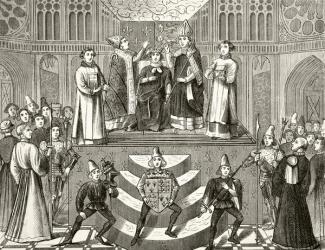 Coronation of King Henry IV of England, 13 October 1399, from 'The National and Domestic History of England' by William Hickman Smith Aubrey (1858-1916) published London, c.1890 (litho) | Obraz na stenu