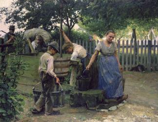 At the Well (oil on canvas) | Obraz na stenu