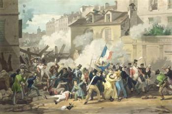 Defence of a Barricade, 29th July 1830 (colour litho) | Obraz na stenu