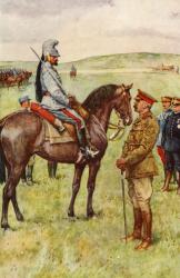 The meeting in France between Lord Kitchener and General Baratier. After a drawing by W. Paget. Field Marshal Horatio Herbert Kitchener, 1st Earl Kitchener, 1850  1916. British Field Marshal. Albert Ernest Augustin Baratier 1864 - 1917. French general. F | Obraz na stenu