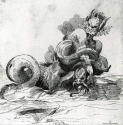 Illustration of a Sea Monster,18th Century (engraving) | Obraz na stenu