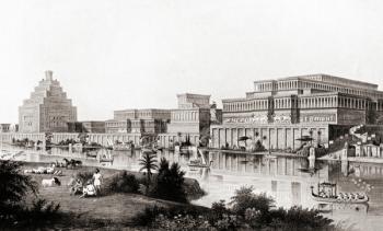 Reconstruction of the ancient city of Ninevah, Assyria, Upper Mesopotamia. From Hutchinson's History of the Nations, published 1915. | Obraz na stenu