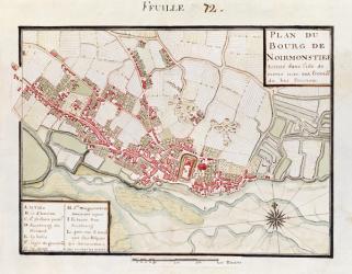 Atlas 131 H. Fol 72 Plan of Noirmoutier-en-l'Ile, c.1700 (pen, ink and w/c on paper) | Obraz na stenu