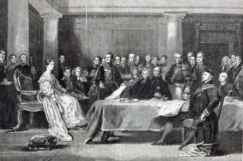 The Queen's First Council, from 'Leisure Hour', 1888 (engraving) | Obraz na stenu