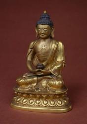 Buddha Amitayus seated in meditation holding the vase of nectar (amrta) in his lap (bronze) | Obraz na stenu