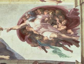 Sistine Chapel Ceiling: The Creation of Adam, detail of God the Father, 1508-12 (fresco) (post restoration) | Obraz na stenu
