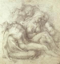 Figures Study for the Lamentation Over the Dead Christ, 1530 (black chalk on paper) | Obraz na stenu