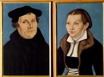 Double portrait of Martin Luther and Katherin von Bora, 1529 (oil on panel) | Obraz na stenu