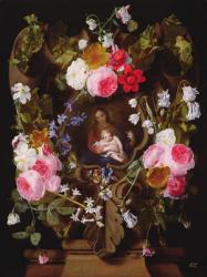 Madonna and Child Surrounded by a Garland of Flowers (Madonna and Child by another hand) | Obraz na stenu