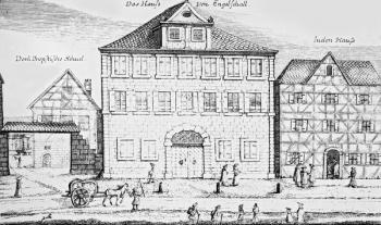 The Main Street in Nuremberg (engraving) (b/w photo) | Obraz na stenu