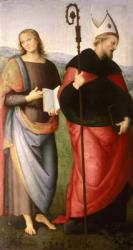 St. John the Evangelist and St. Augustine of Hippo, c.1502-21 (oil on panel) | Obraz na stenu