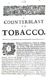 A Counterblast to Tobacco, a treatise written by James I of England (1566-1625) published in an anti-smoking pamphlet, 1672 (b/w photo) | Obraz na stenu