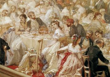 Dinner at the Tuileries, 1867 (w/c on paper) (detail of 182992) | Obraz na stenu