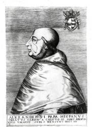 Portrait of Pope Alexander VI (1492-1503) 16th-17th century (engraving) (b/w photo) | Obraz na stenu