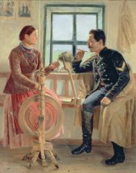 Talk at the Spinning Wheel, 1884 (oil on canvas) | Obraz na stenu