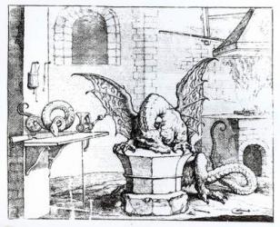 A Dragon in a Workshop (engraving) (b/w photo) | Obraz na stenu