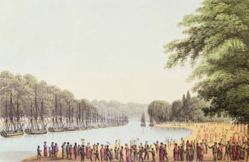 The Fleet on the Serpentine River, engraved by Matthew Dubourg (fl.1813-20) 1814 (engraving) | Obraz na stenu