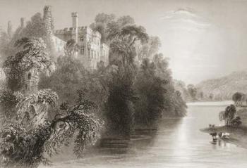 Lismore Castle, Lismore, County Waterford, Ireland, from 'Scenery and Antiquities of Ireland' by George Virtue, 1860s (engraving) | Obraz na stenu
