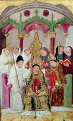 Consecration of a Bishop, Valencian School (oil & gold on panel) | Obraz na stenu