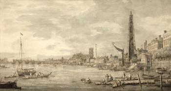 The Thames Looking towards Westminster from near York Water Gate (pen and brown ink with grey wash on paper) | Obraz na stenu