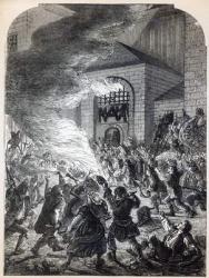 The 'No Popery' rioters burning the prison of Newgate in 1780 (engraving) | Obraz na stenu